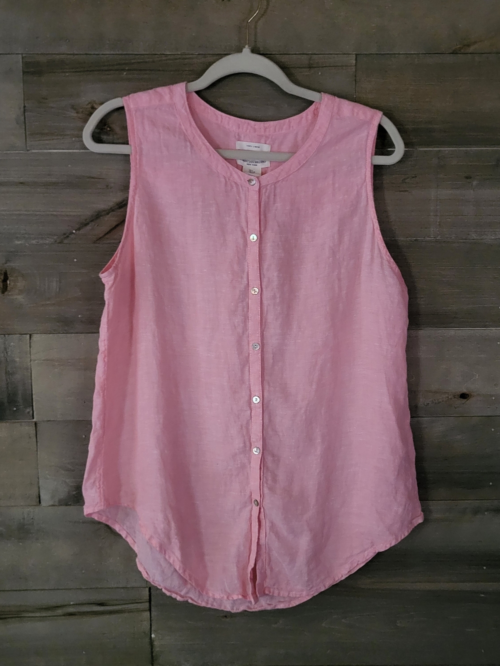Christian Siriano Linen Pink Button Up Sleeveless Top L - Picture 2 of 9